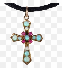 Petit Ruby Opal Gold Cross In Jeweled Clipart - Full Size Locket png