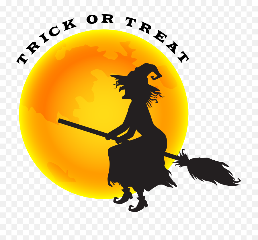 Halloween Witch And Moon Png Clip Art Image - Halloween Witch Orange Moon,Witch Silhouette Png