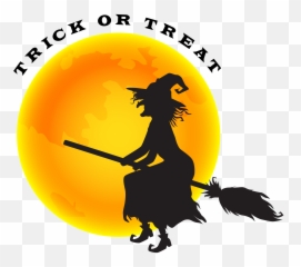Halloween Witch And Moon Png Clip Art Image - Orange
