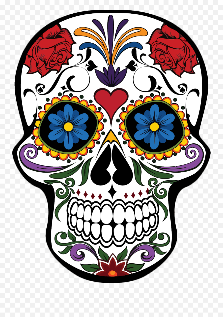 Mexican Skull Vector Png Svg Library - Day Of The Dead Skull Transparent,Mexican Skull Png
