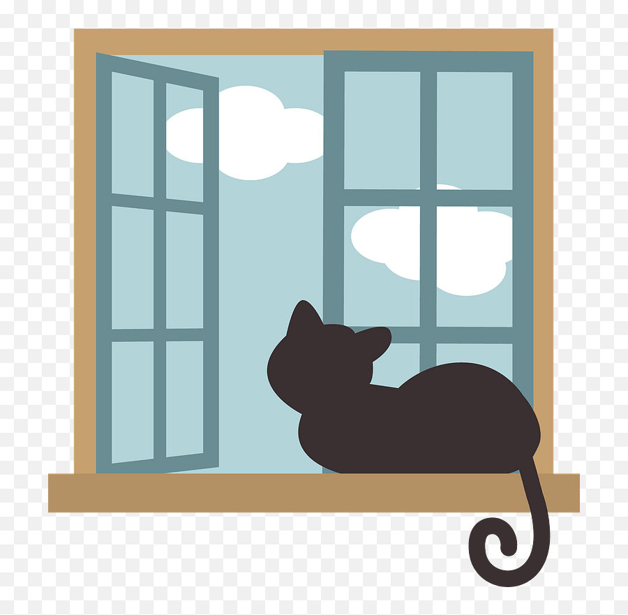 Cat Looking Out The Window Clipart - Window Clipart Png,Window Clipart Png