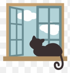 Cat Looking Out The Window Clipart - png