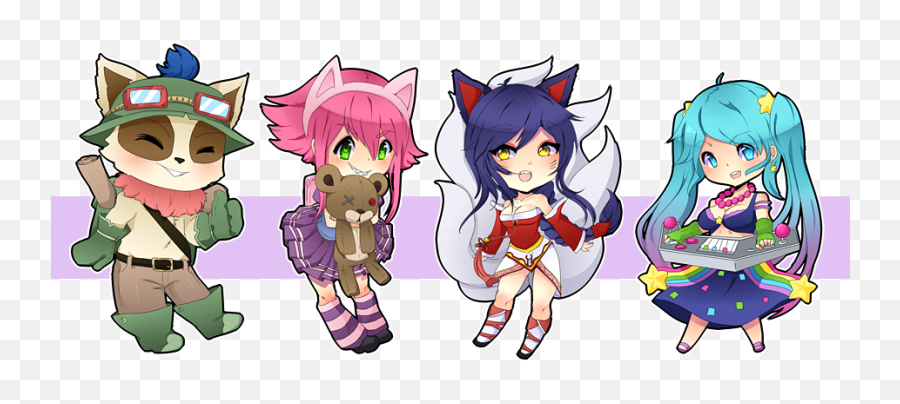 Teemo Annie Ahri And Sona Stickers Hibot - Cartoon Png,Ahri Png
