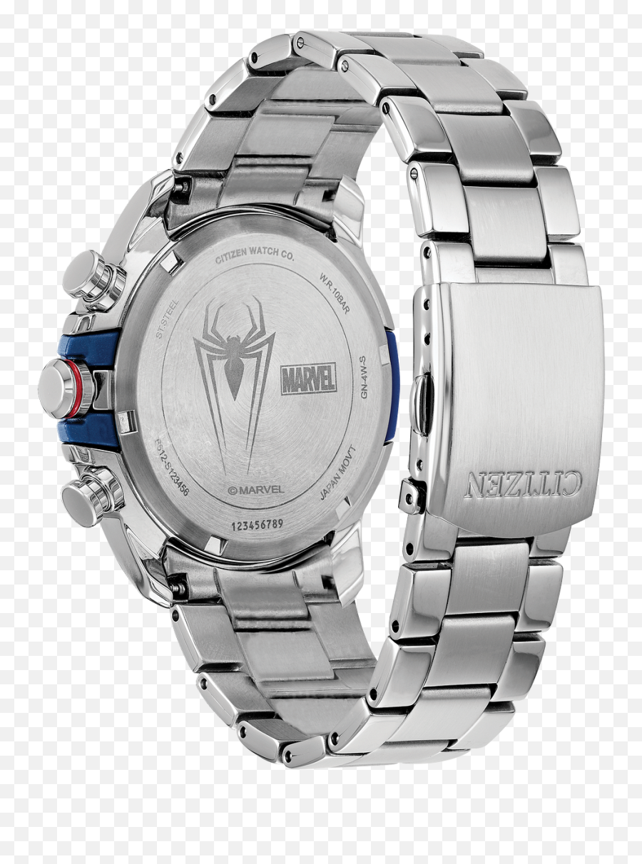 Citizen Spider - Man Ecodrive Blue Dial Stainless Steel Watch Mens Watches Citizen Spiderman Png,Spiderman Back Logo