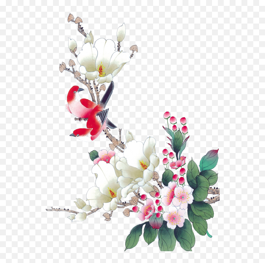 Download Chinese Gongbi Watercolour Watercolor Flowers - Chinese Flower Painting Png,Watercolor Flower Png