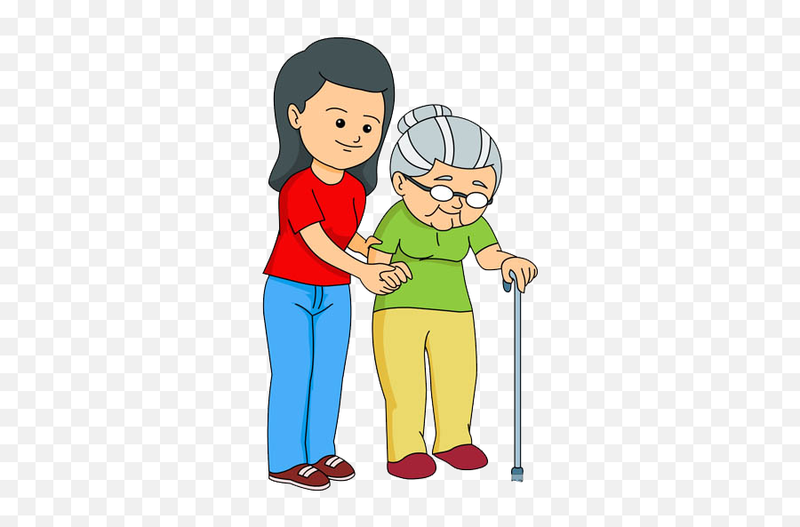 Download Girl Helping Old Lady - Kid Helping Old Lady Png,Old Lady Png