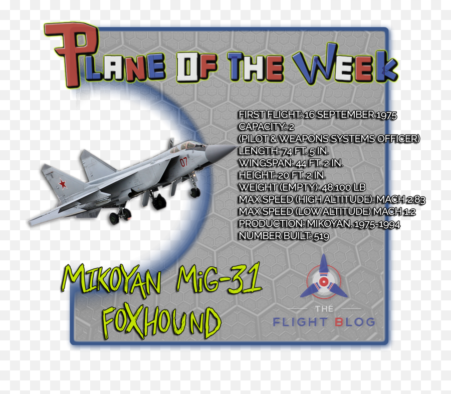 Plane Of The Week Mikoyan Mig - 31 Foxhound Aviation Oil Outlet Aircraft Png,Foxhound Icon