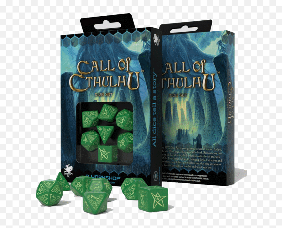 Dice 7 - Set Call Of Cthulhu 16mm Green Glow Call Of Cthulhu Dice D20 Png,Green Glow Png