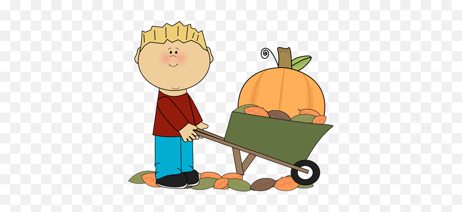 Boy Pushing Pumpkin In A Wheelbarrow Clip Art - Boy Pushing Pumpkin In A Wheelbarrow Clipart Png,Cute Pumpkin Png