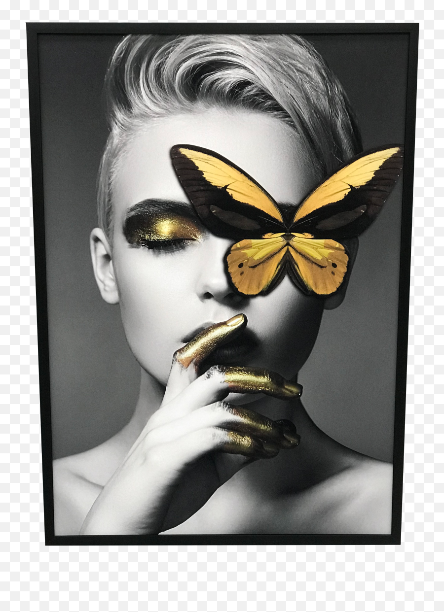 Gold Butterfly Eye - Home Decorart Interior Warehouse Black And White Abstract Women Wall Art People Art And Canvas Painting Png,Gold Butterfly Png