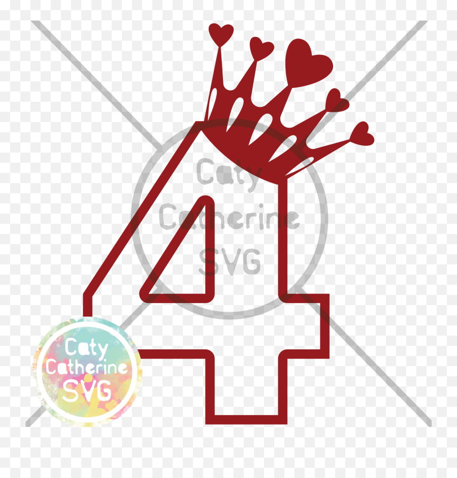 4 Four Years Old Birthday Heart Crown Princess Svg Cut File - File Birthday Princess Svg Png,Heart Crown Png