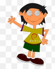 Cartoon Kid With Debian Logo Shirt Vector Drawing Free Svg - Kid Clipart png