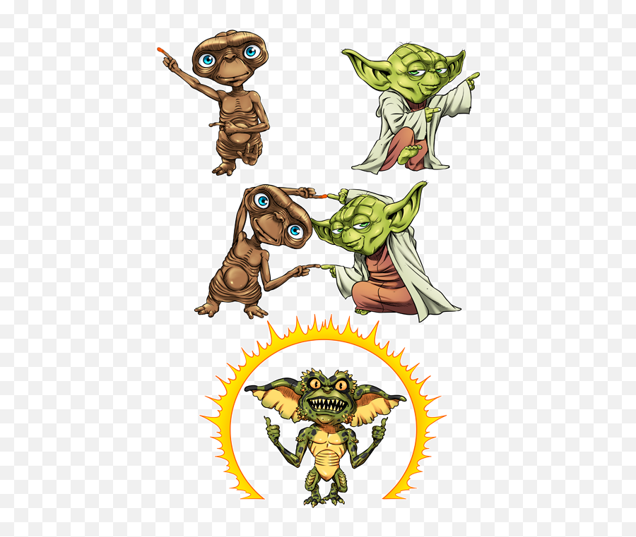 Yoda Et The Extraterrestrial And Spike Gremlin - Et The Extraterrestrial Art Png,Gremlin Png