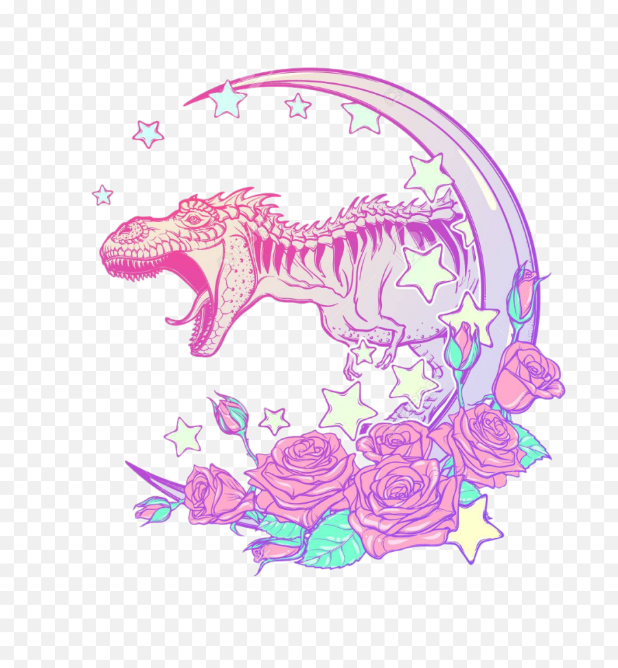 Pastel Pastelgoth Dinosaur Moon Roses - Pastel Goth Stickers Png,Pastel Goth Png