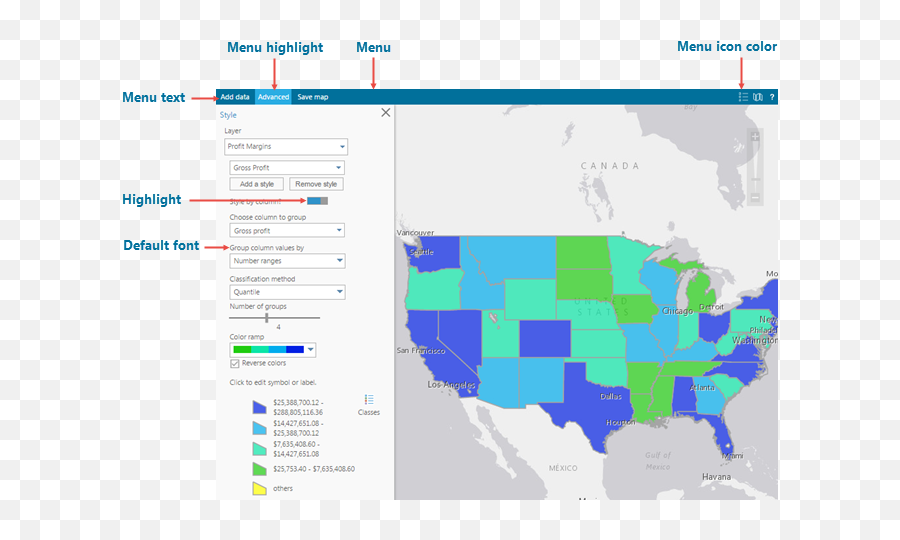 Configure Map Settings And Toolsu2014esri Maps For Ibm Cognos - Many States Has The Average American Visited Png,Cognos Icon