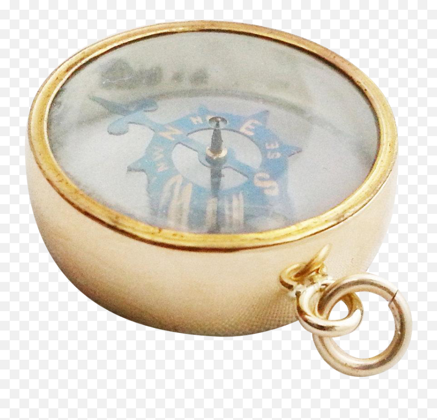Superb Antique French Transparent 9ct Gold Compass Fob - Brass Png,Compass Transparent