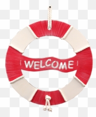 Nudeclassic Red Welcome Life Preserver Wall Art - Solid Png,Life Preserver Png