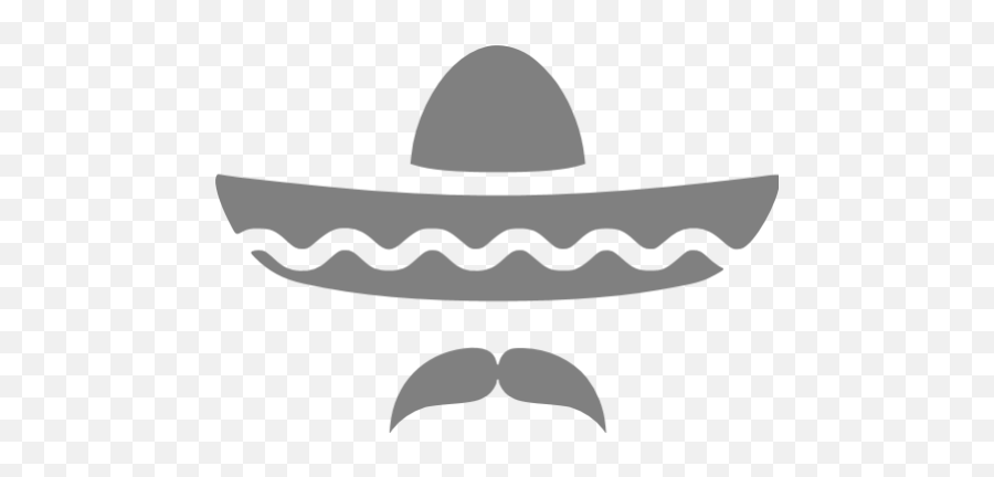 Gray Sombrero Icon - Mexican Hat And Mustache Png,Sombrero Transparent