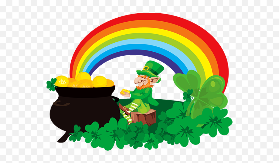 Rainbow Pot Of Gold Leprechaun Leaf Tree For St Patricks Day - Leprehaun Rainbow Pot Of Gold Png,Pot Of Gold Icon