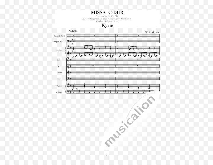 Missa Mass In C Major Kyrie Kv 259 1 - Wolfgang Png,Kyrie Png