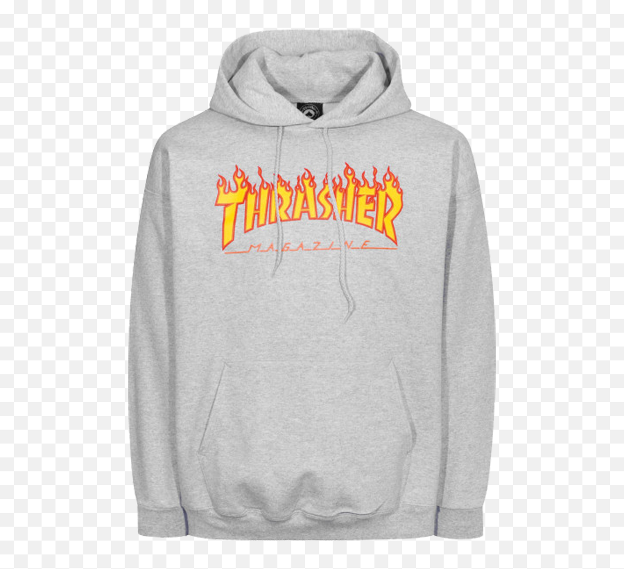 Thrasher Flame Logo Hoodie Grey - Thrasher Sweaters Png,Thrasher Png