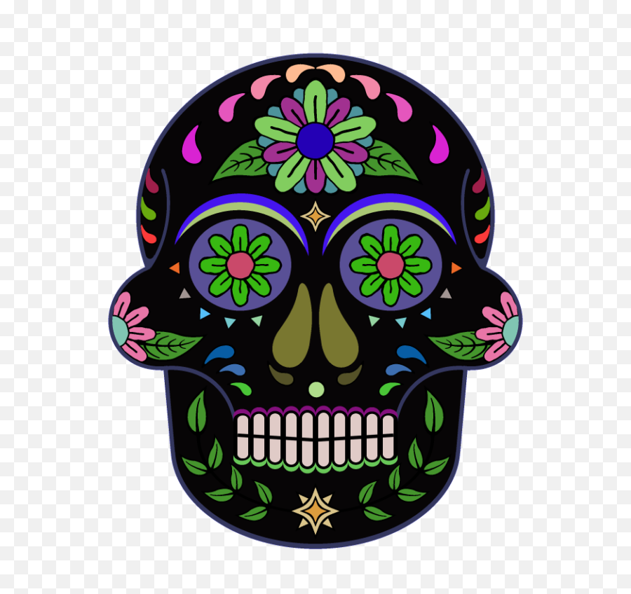 Dia De Los Muertos Transparent Clipart - Day Of The Dead Skull Transparent Png,Skeleton Png Transparent