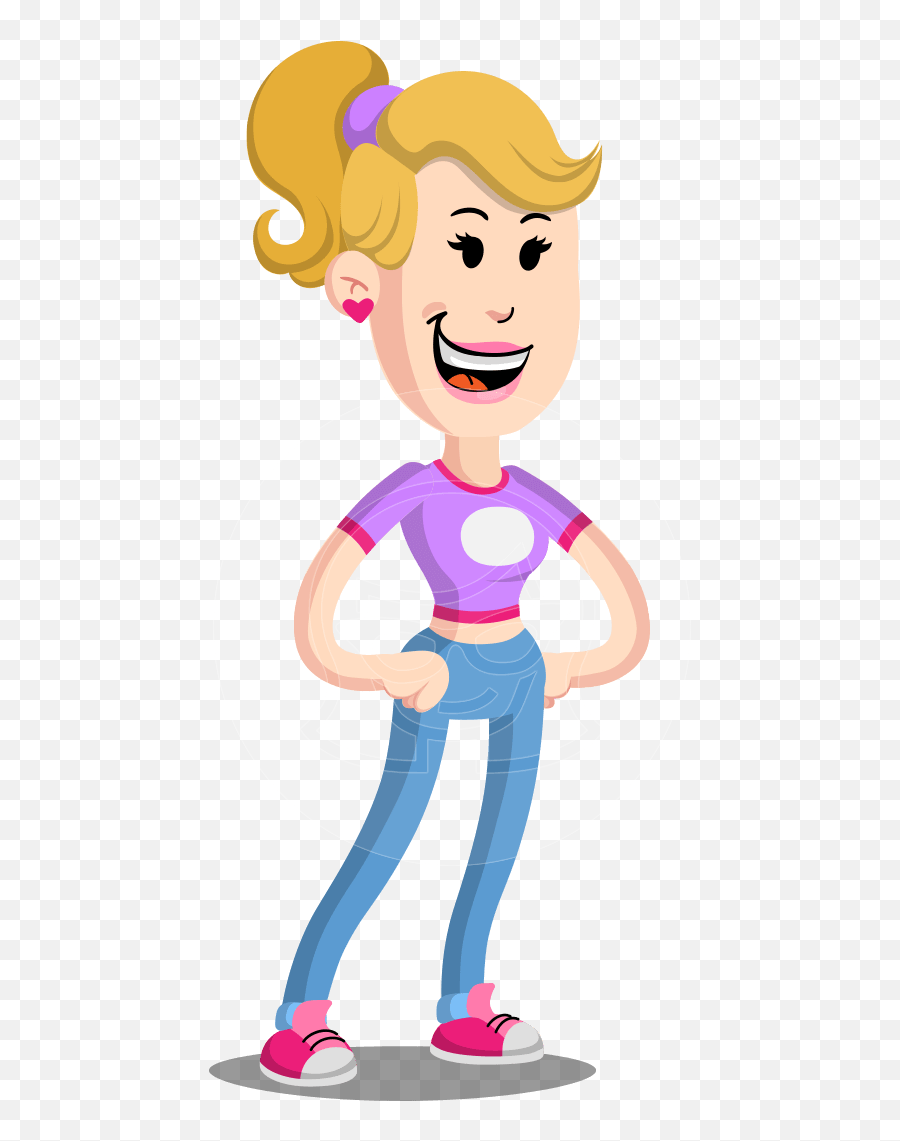 A Flat Woman Cartoon Character Dressed - Blonde Girl Cartoon Png,Girl  Cartoon Png - free transparent png images 