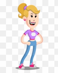 A Flat Woman Cartoon Character Dressed - Blonde Girl Cartoon Png,Girl Cartoon Png
