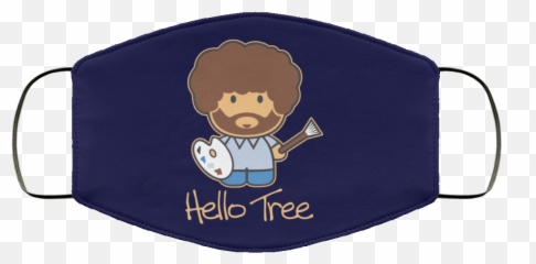 Hello Tree Bob Ross Face Mask - Punisher Thin Blue Line Face Mask Png,Bob Ross Transparent