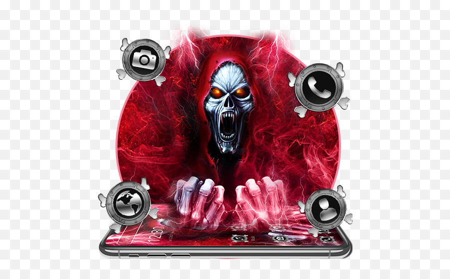 Metal Red Horror Skull Theme Apk 112 - Download Apk Latest Demon Png,Red Skull Icon