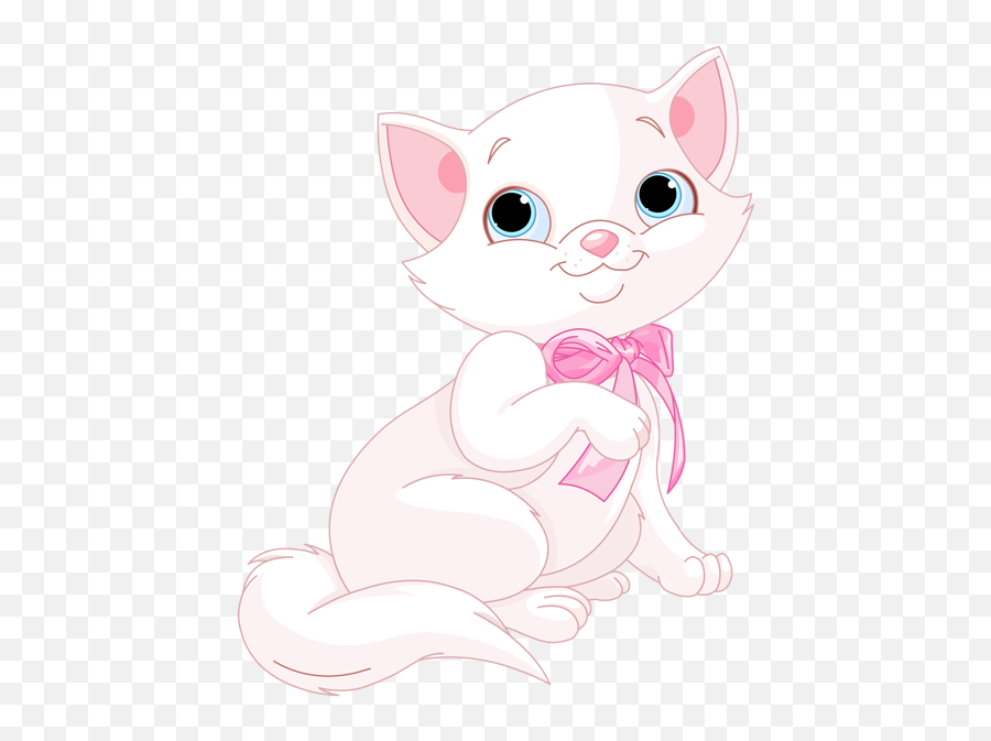 Cute Pink And White Cat Png Clipart Image - Pink Cat Cartoon Png,Cat Png Transparent