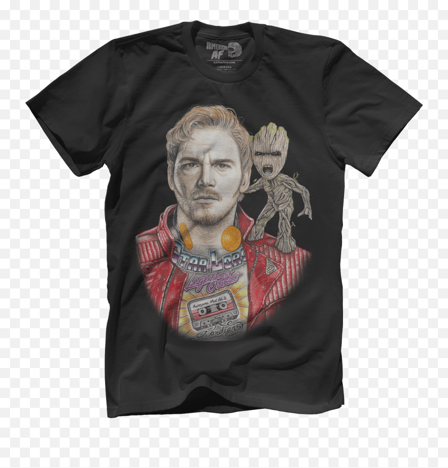 Inked Star Lord And Baby Groot American Af - Aaf Nation Back To Back World War Champs Shirt Png,Star Lord Png