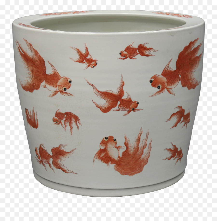 Wide Mouthed Porcelain Fish Bowl With - Ceramic Png,Fish Bowl Transparent Background