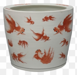 Wide Mouthed Porcelain Fish Bowl With - Ceramic png