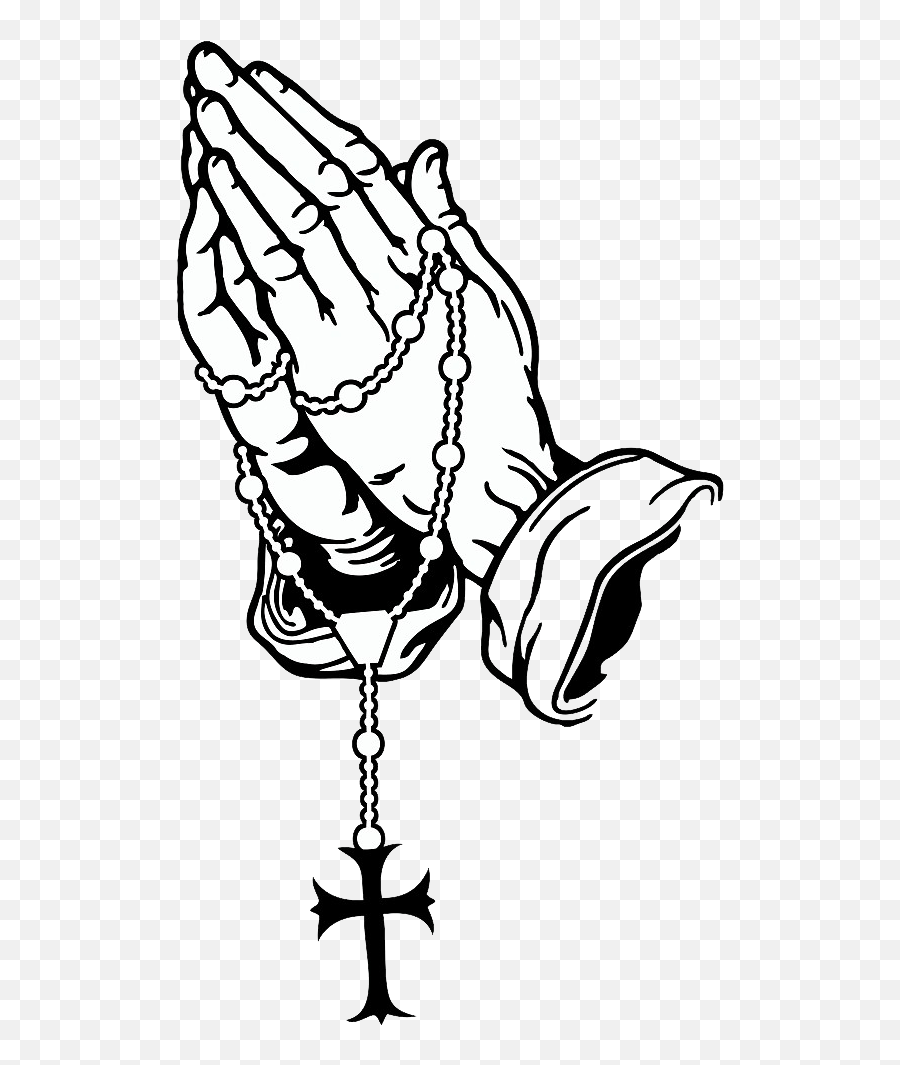 Praying Hands Png Pic Background - Easy Praying Hands With Rosary Drawing,Praying Hands Png
