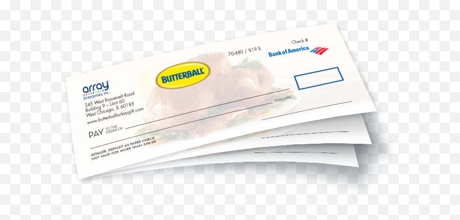 Array Enterprises - Butterball Gift Check Cash Png,Checks Png