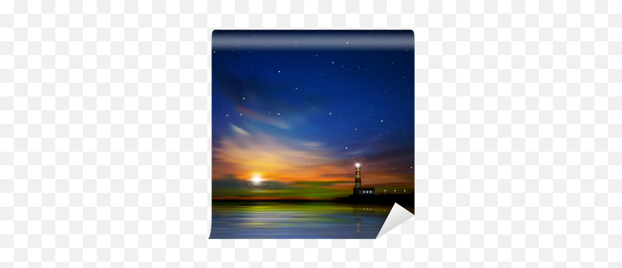 Abstract Background With Silhouette Of Lighthouse Wall Mural U2022 Pixers - We Live To Change Horizon Png,Lighthouse Silhouette Png