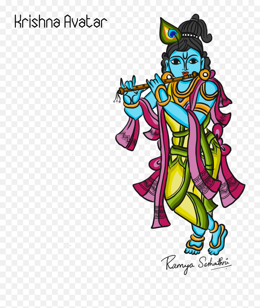 Lord Krishna Cartoon Designs Themes - Drawing Dasavatharam Png,Krishna Icon  - free transparent png images 