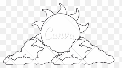 Sun And Clouds Png Black White Transparent - Sketch
