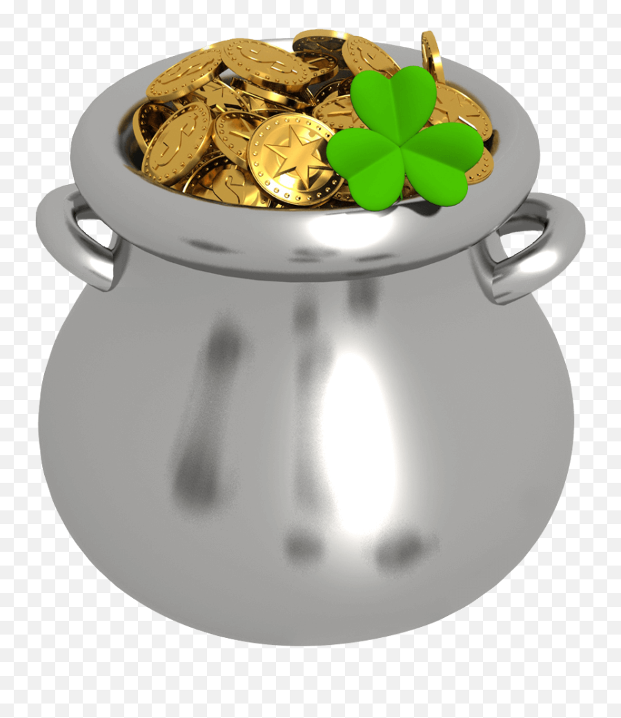 Transparent Pot Of Gold With Shamrock Png Clipart - Transparent Pot Of Gold Clip Art,Shamrock Png