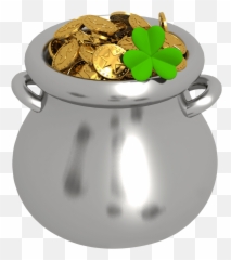 Transparent Pot Of Gold With Shamrock Png Clipart - Transparent Pot Of Gold Clip Art,Shamrock Png