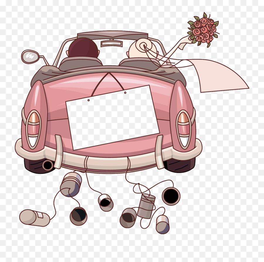 Download Car Invitation Married Just Wedding Free Clipart Hq - Just Married Car Cartoon Png,Married Png