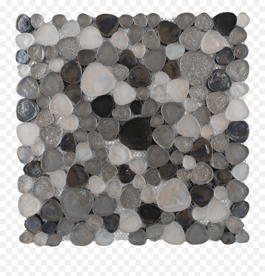 Hammered Silver Grey Pebble Glass Mosaic - Glass Grey Mosaic Tiles Uk Png,Pebbles Png