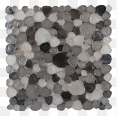 Hammered Silver Grey Pebble Glass Mosaic - Glass Grey Mosaic Tiles Uk Png,Pebbles Png