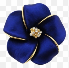 Blue Hawaiian Plumeria Flower Pin Swarovski Crystal - Blue Brooch Png,Plumeria Flower Png