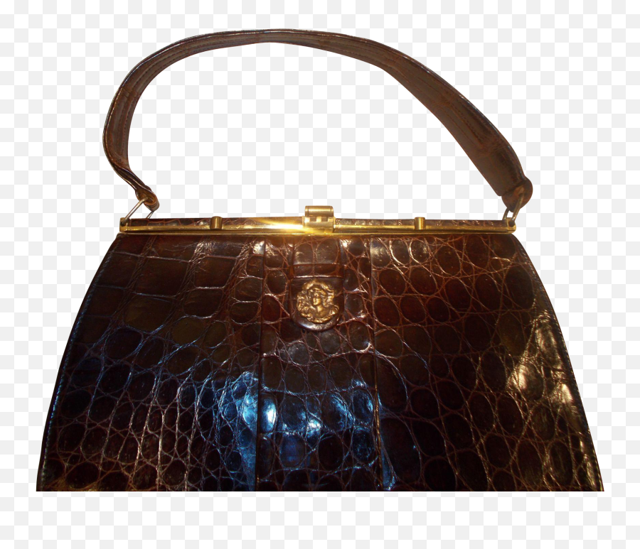 Vintage 1950u002639s Glossy French Crocodile Skin Handbag With - Handbag Png,Handbag Png