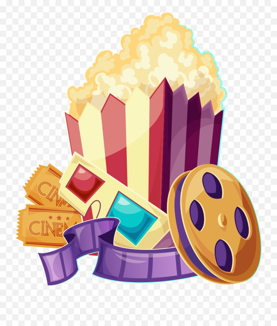 Movie Ticket With Popcorn Clipart Png Free Download - Popcorn And Movie Ticket Png,Popcorn Transparent Background