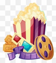 Movie Ticket With Popcorn Clipart Png Free Download - Popcorn And Ticket