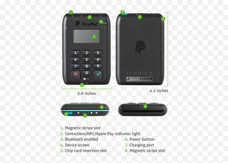 Chip Card Reader - Paypal Card Reader Png,Paypal Logo Size