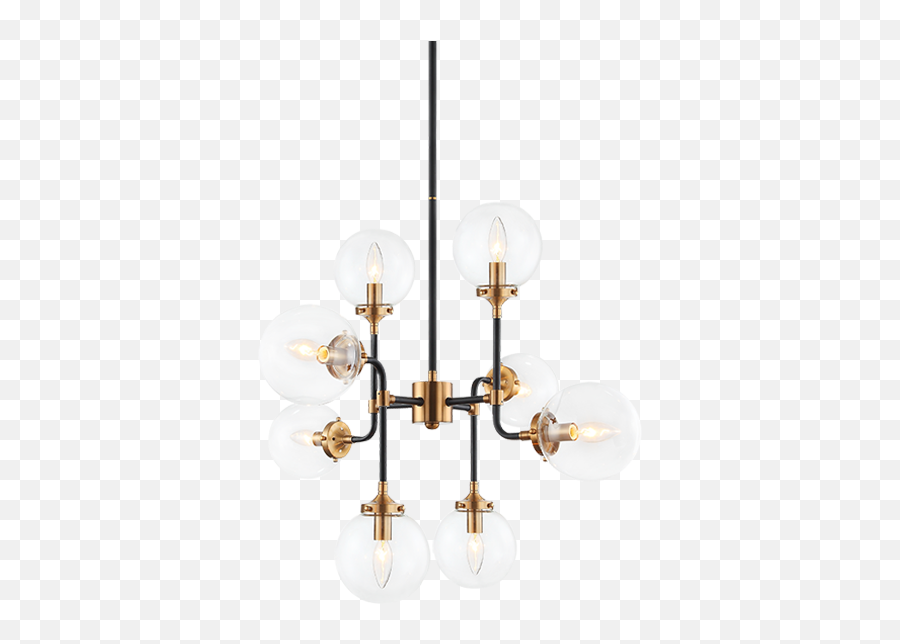 Particle Aged Gold Brass With Black Rod 8 Light Chandelier - Vertical Png,Light Particles Png